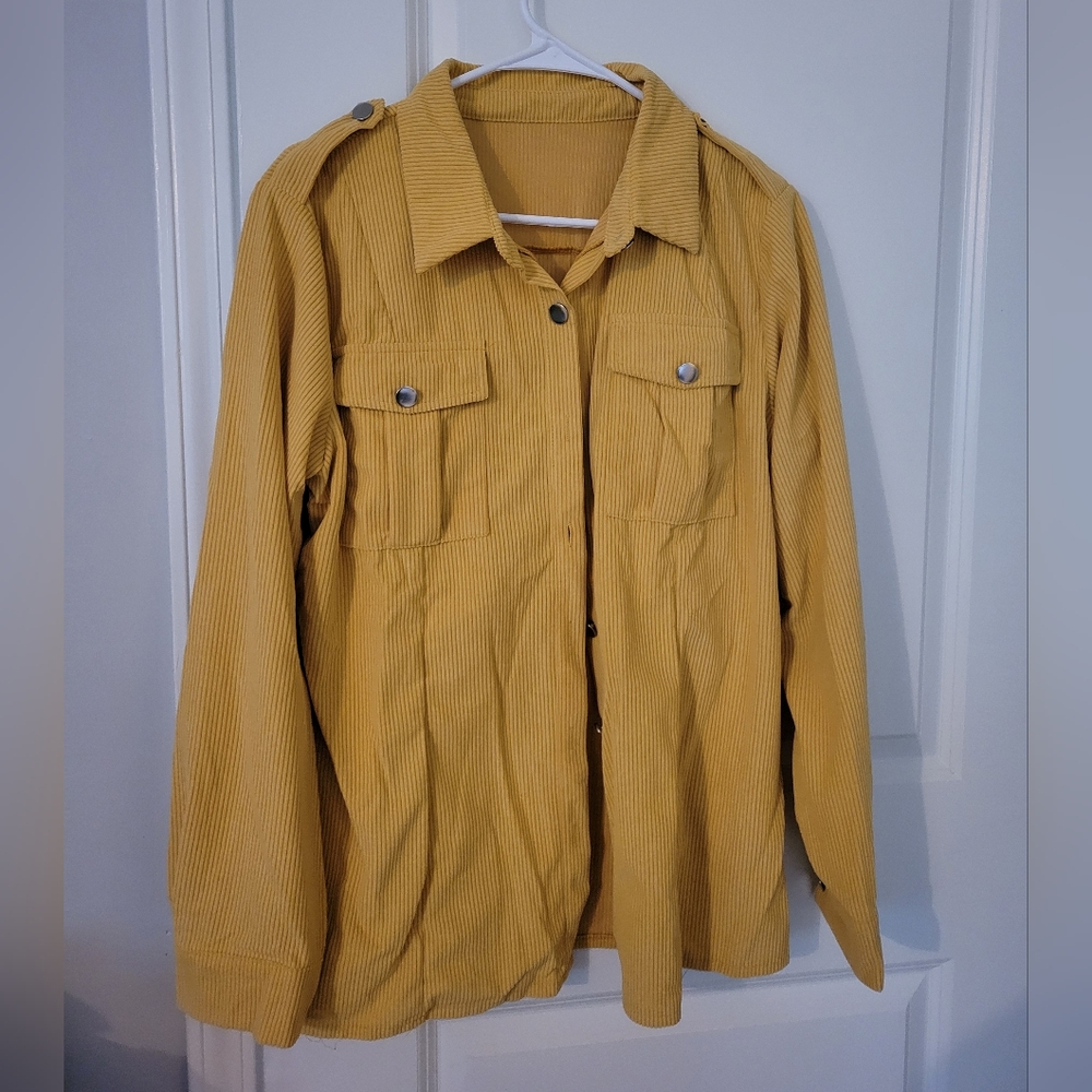Yellow Corduroy Button-Up Shirt